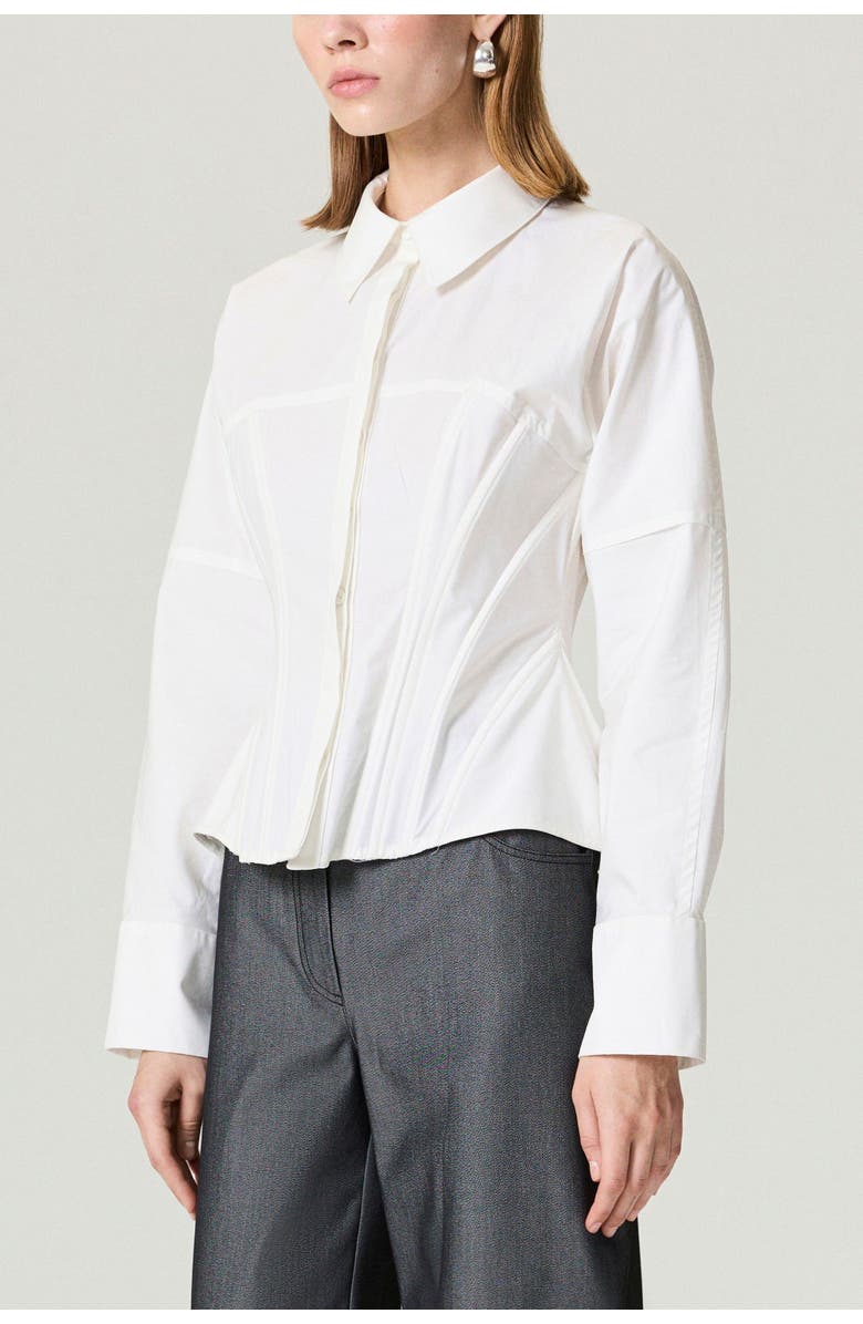 Nocturne Structured Corset-Inspired Shirt, Alternate, color, Ivory