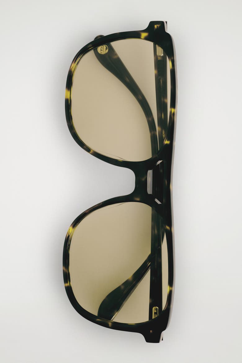 Square-Frame Aviator Sunglasses, Alternate, color, TORTOISESHELL / YELLOW
