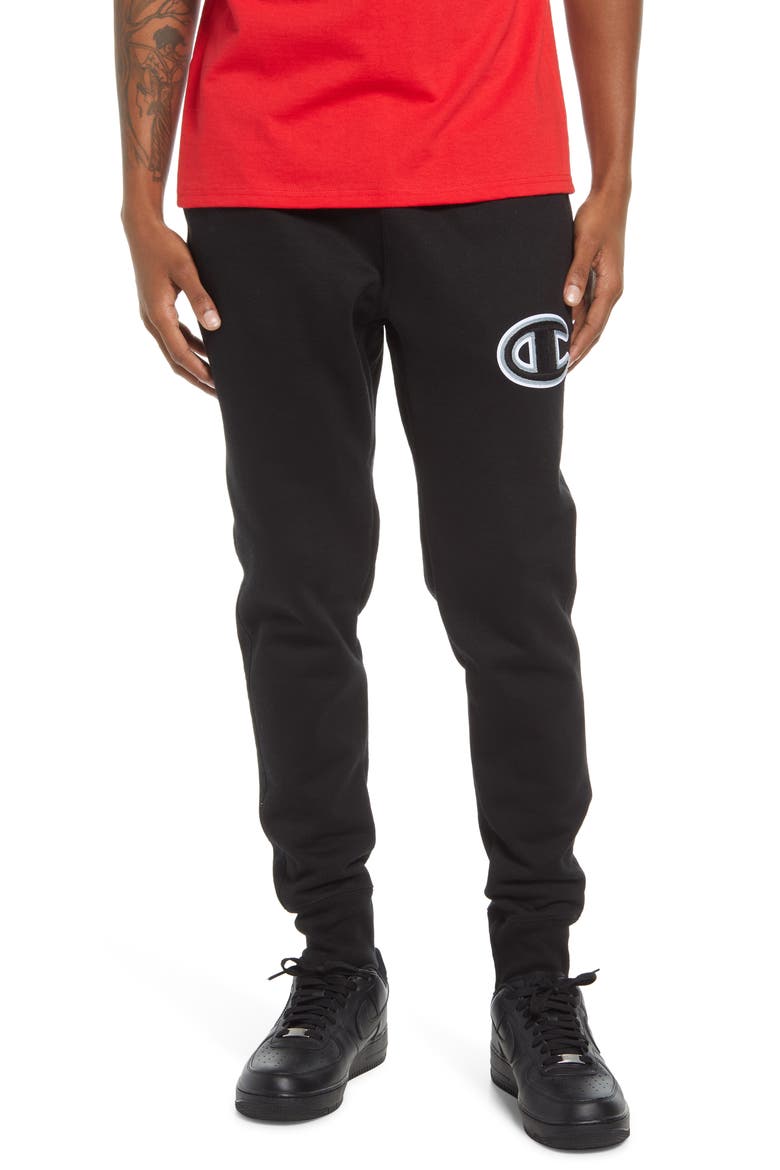 Reverse Weave® Embroidered Logo Sweatpants, Main, color, BLACK