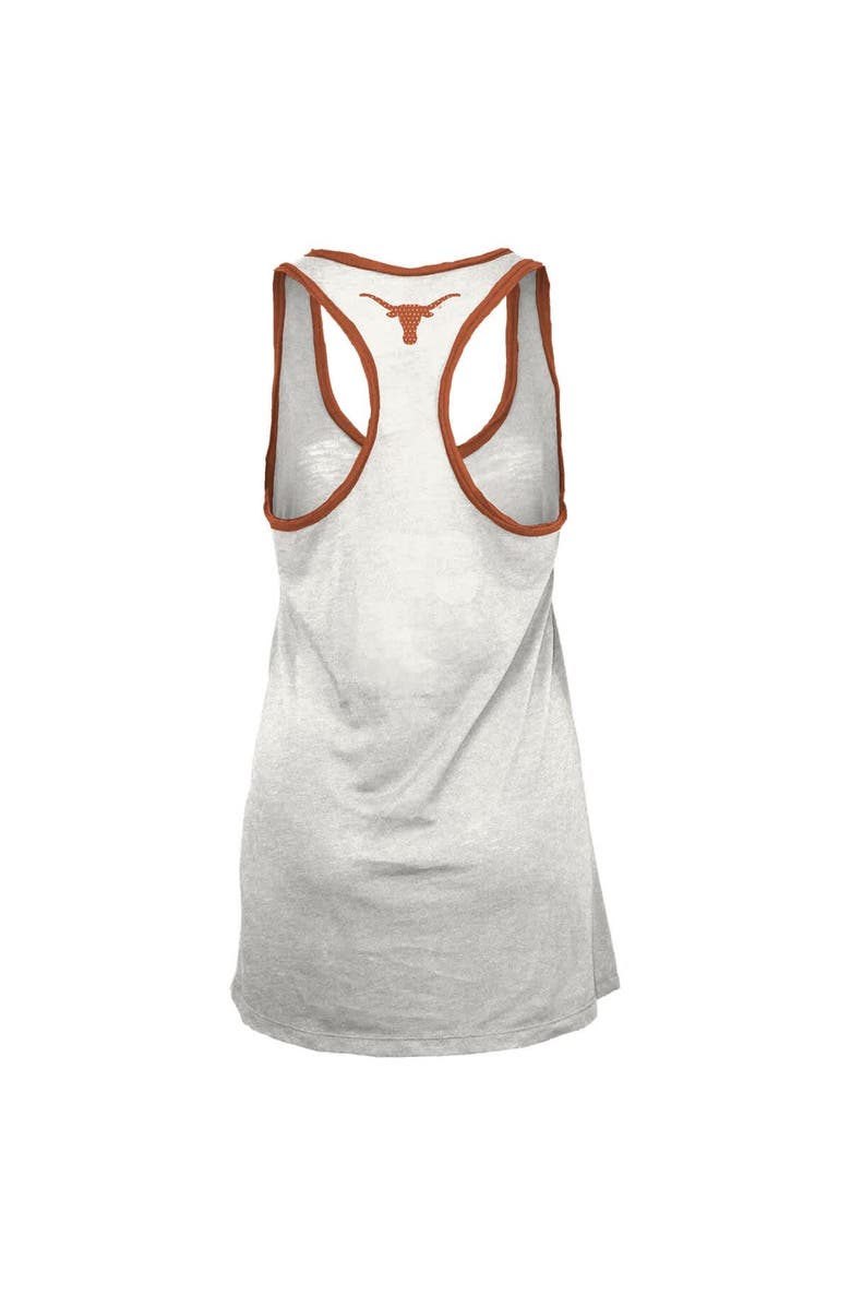 PRESSBOX Women's Pressbox White/Burnt Orange Texas Longhorns Tracy Racerback Burnout Tank Top, Alternate, color, White