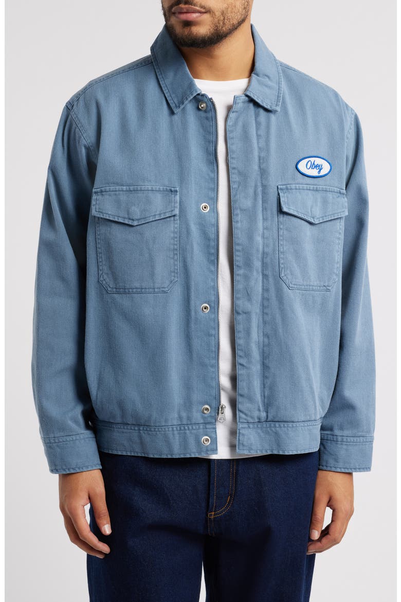 Tilton Cotton Denim Work Jacket, Main, color, DULL BLUE FADED WASH