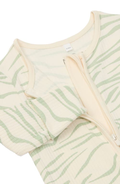 Mori Rib Fitted One-piece Footed Pajamas In Zebra