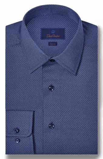 David Donahue Slim Fit Twill Geometric Dot Print Dress Shirt