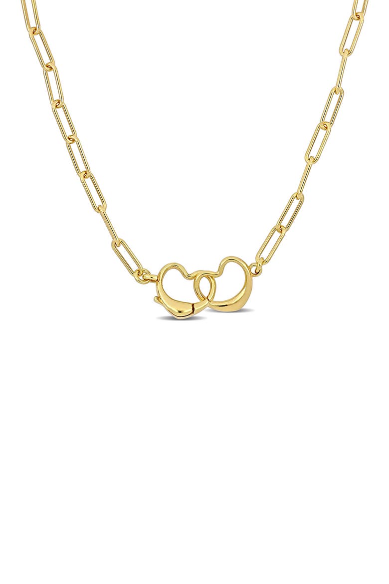 Open Heart Paperclip Link Necklace, Main, color, GOLD