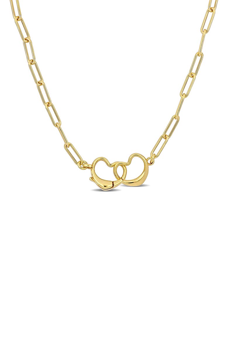 DELMAR Open Heart Paperclip Link Necklace, Main, color, Gold