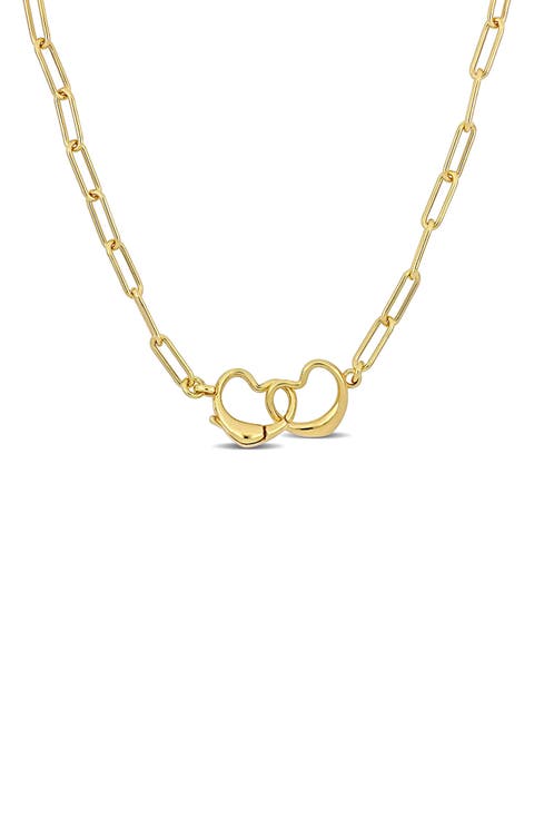 Open Heart Paperclip Link Necklace