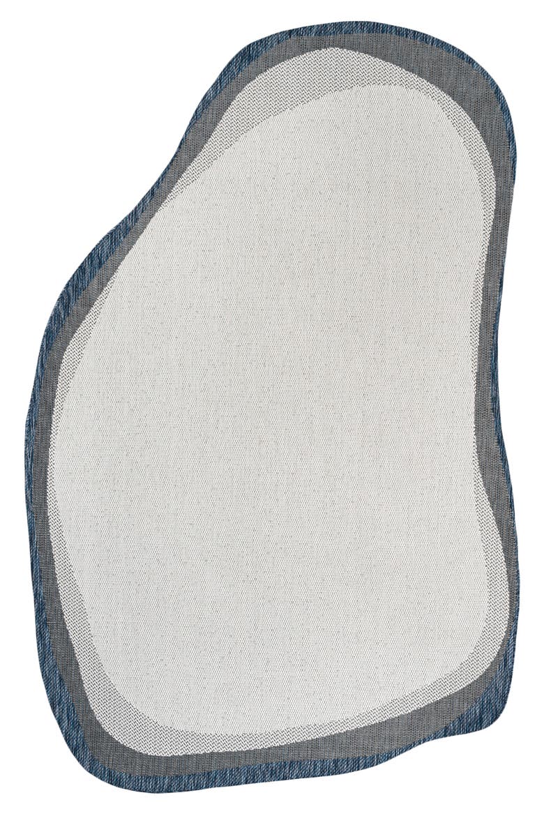 Wyatt Modern Rustic Abstract Indoor/Outdoor Shaped Area Rug, Main, color, Cream/Navy