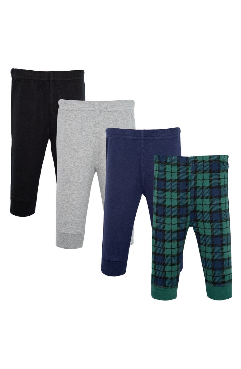 Hudson Baby Pack of 4 Bottoms Collection, Main, color, Black Watch Plaid
