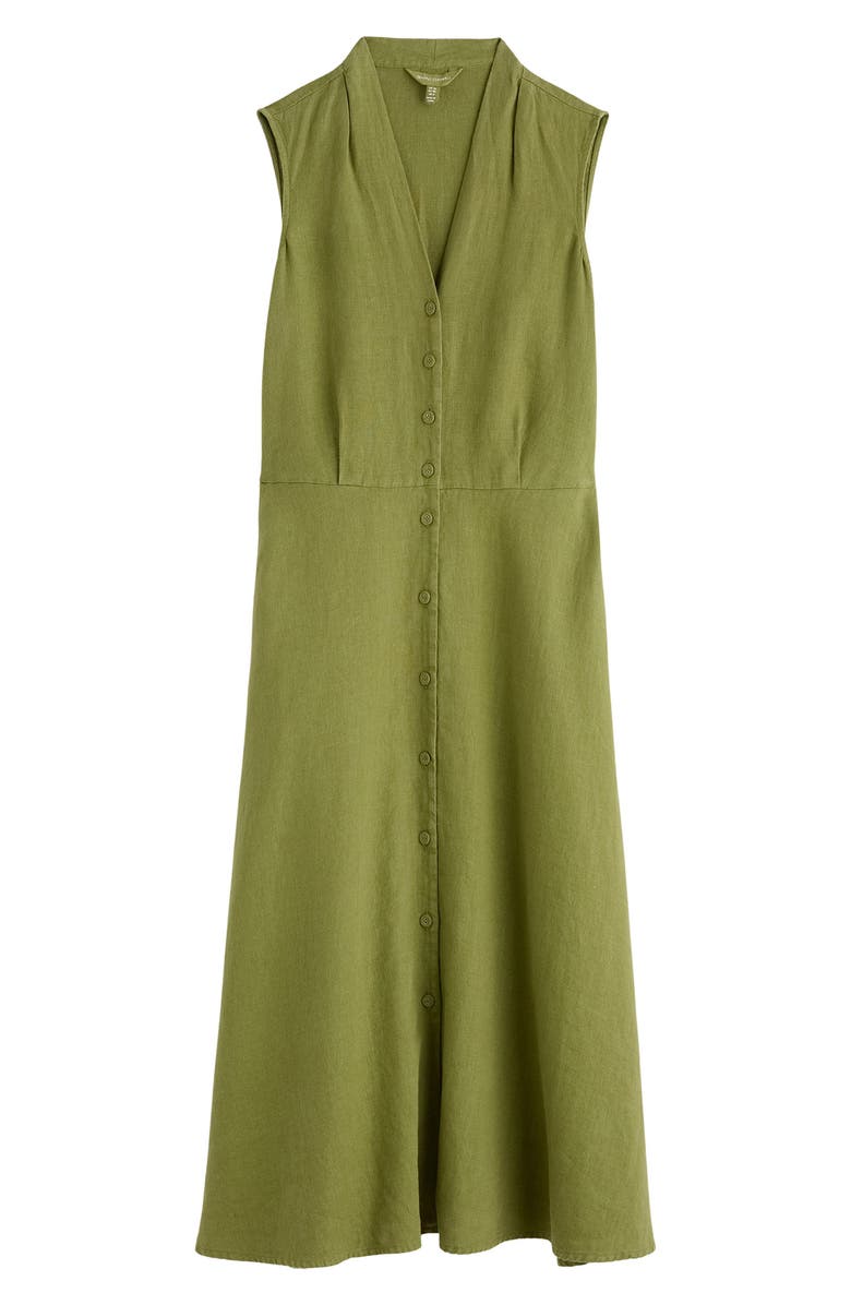 Seasalt Cornwall Carved Wood Sleeveless Linen Midi Dress, Alternate, color, Dark Citron