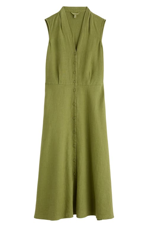 Seasalt Cornwall Carved Wood Sleeveless Linen Midi Dress In Green