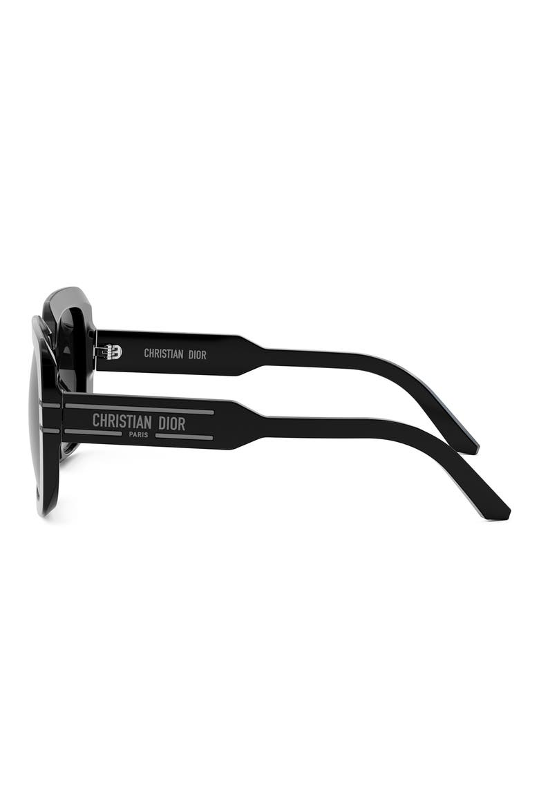 'DiorSignature S11I Gradient Square Sunglasses, Alternate, color, SHINY BLACK/GRADIENT SMOKE