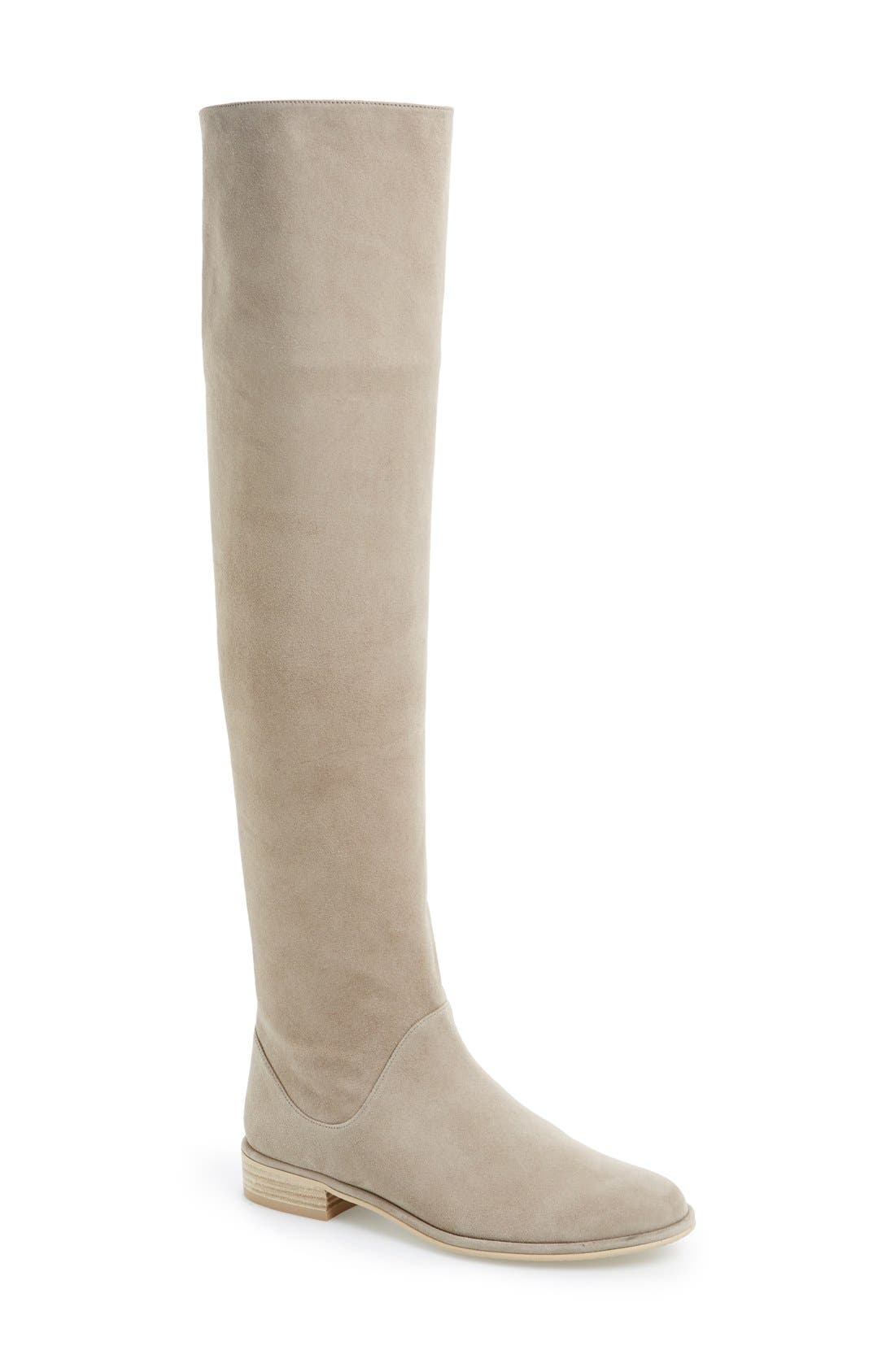 'Rockerchic' Tall Suede Boot, Alternate, color, FOSSIL SUEDE