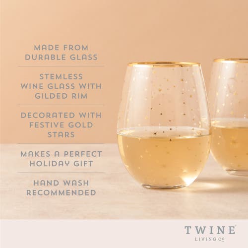 Twine Starlight Stemless Wine Glasses Set Of 2 In Gold