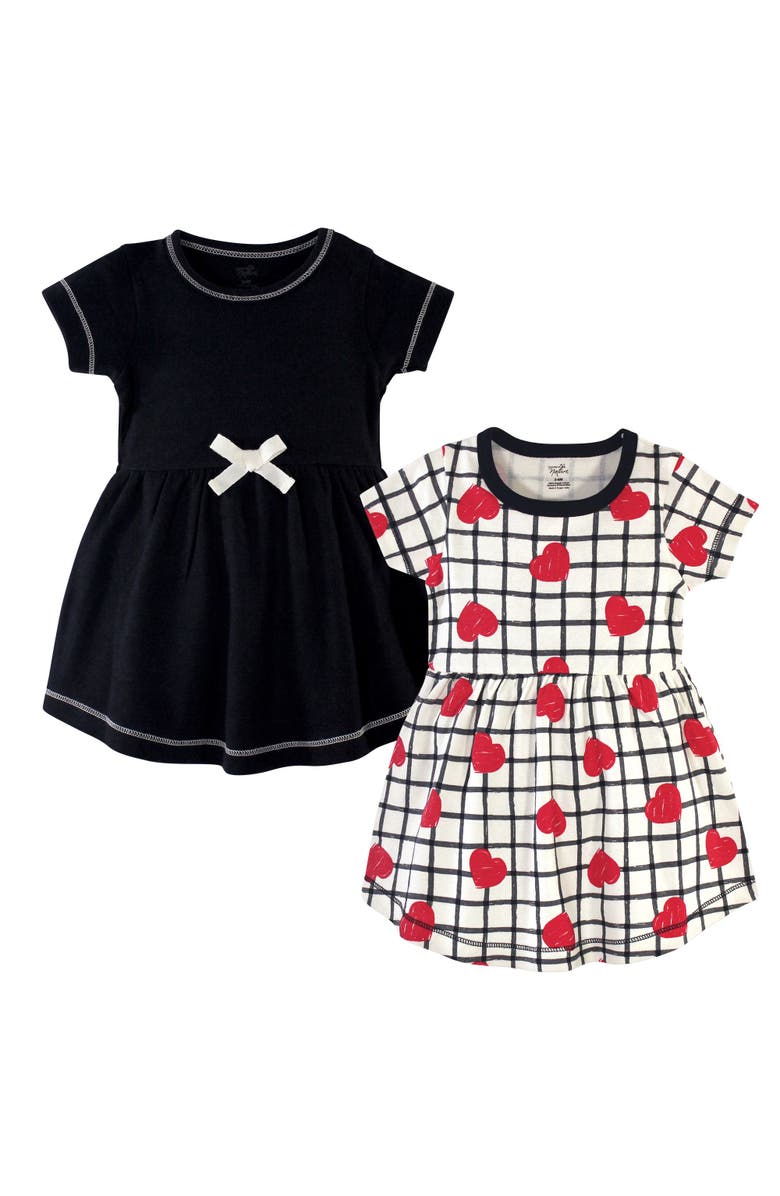 Touched by Nature Organic Cotton Dress Duo Short and Styles, Main, color, Black Red Heart