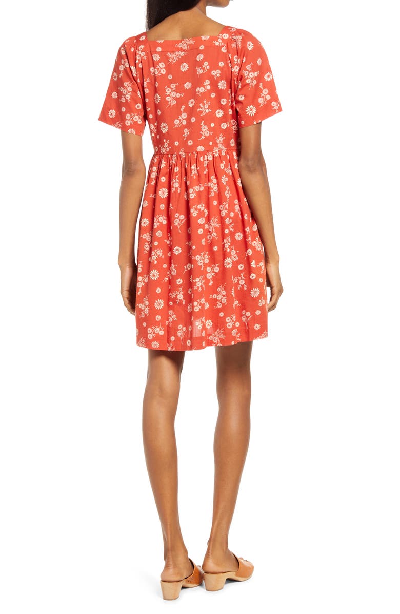 Madewell Allie Cottage Floral Cotton Minidress, Alternate, color, Etruscan Clay