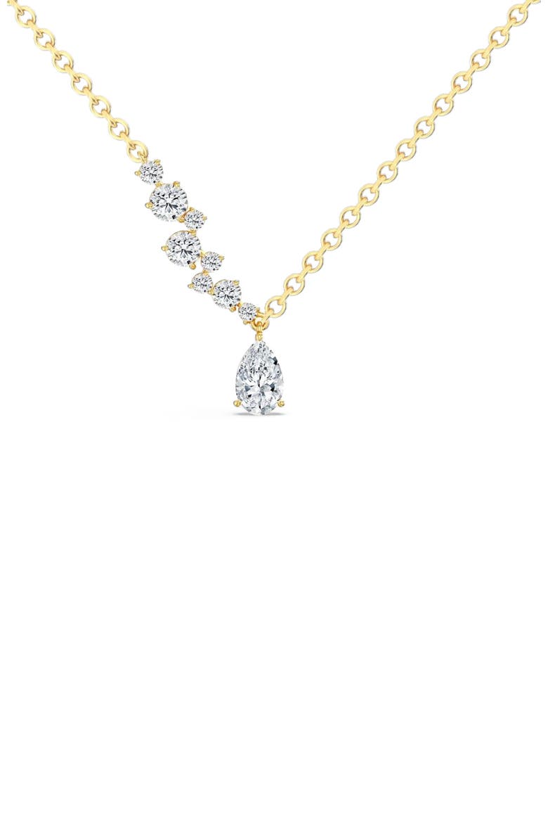 Starlight Asymmetrical Pear Lab Diamond Necklace in 14K, Main, color, Yellow Gold