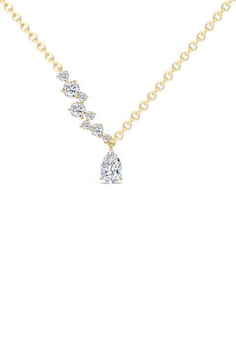Starlight Asymmetrical Pear Lab Diamond Necklace in 14K