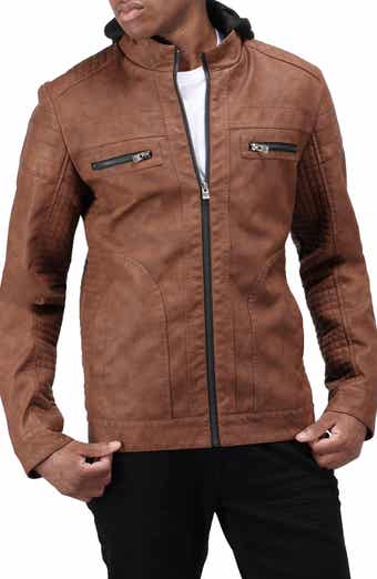 XRAY Faux Shearling Lined Faux Leather Racing Jacket
