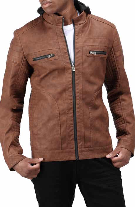 XRAY Faux Shearling Lined Faux Leather Racing Jacket
