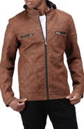 XRAY Faux Shearling Lined Faux Leather Racing Jacket
