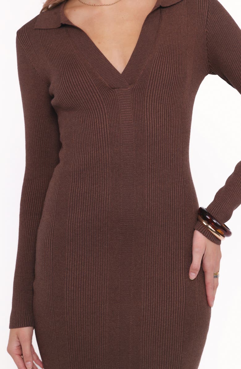 Petal & Pup Collins Long Sleeve Sweater Dress, Alternate, color, Chocolate