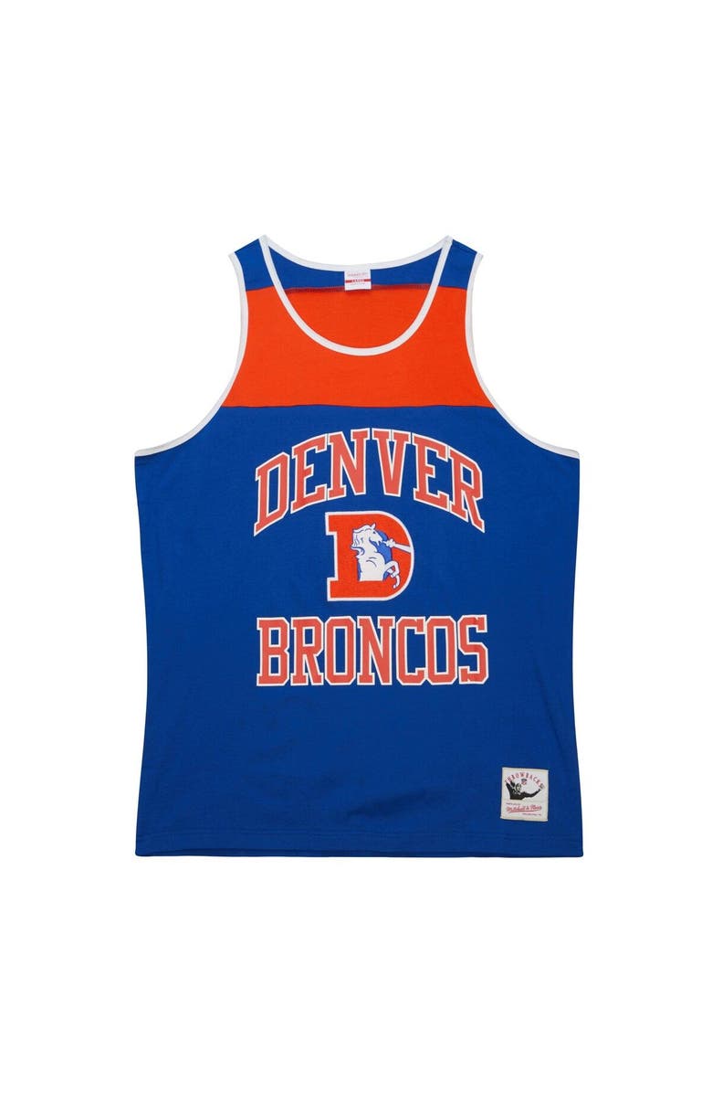 Mitchell & Ness Men's Mitchell & Ness Royal/Orange Denver Broncos Gridiron Classics Heritage Colorblock Tank Top, Alternate, color, Royal