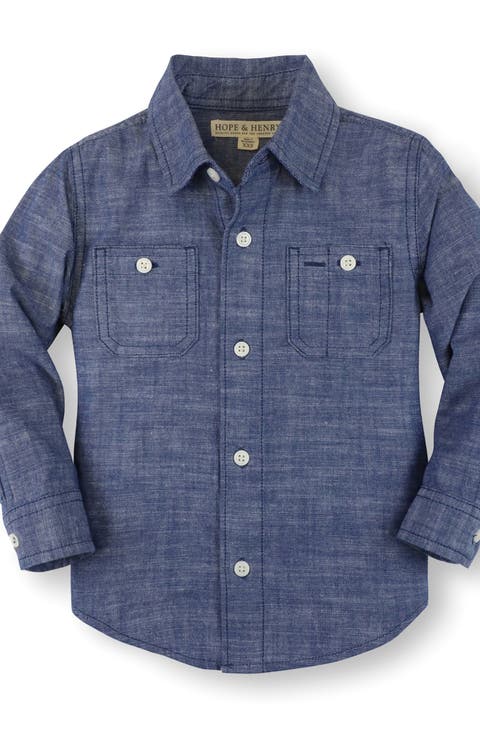 Kids' Organic Long Sleeve Chambray Shirt
