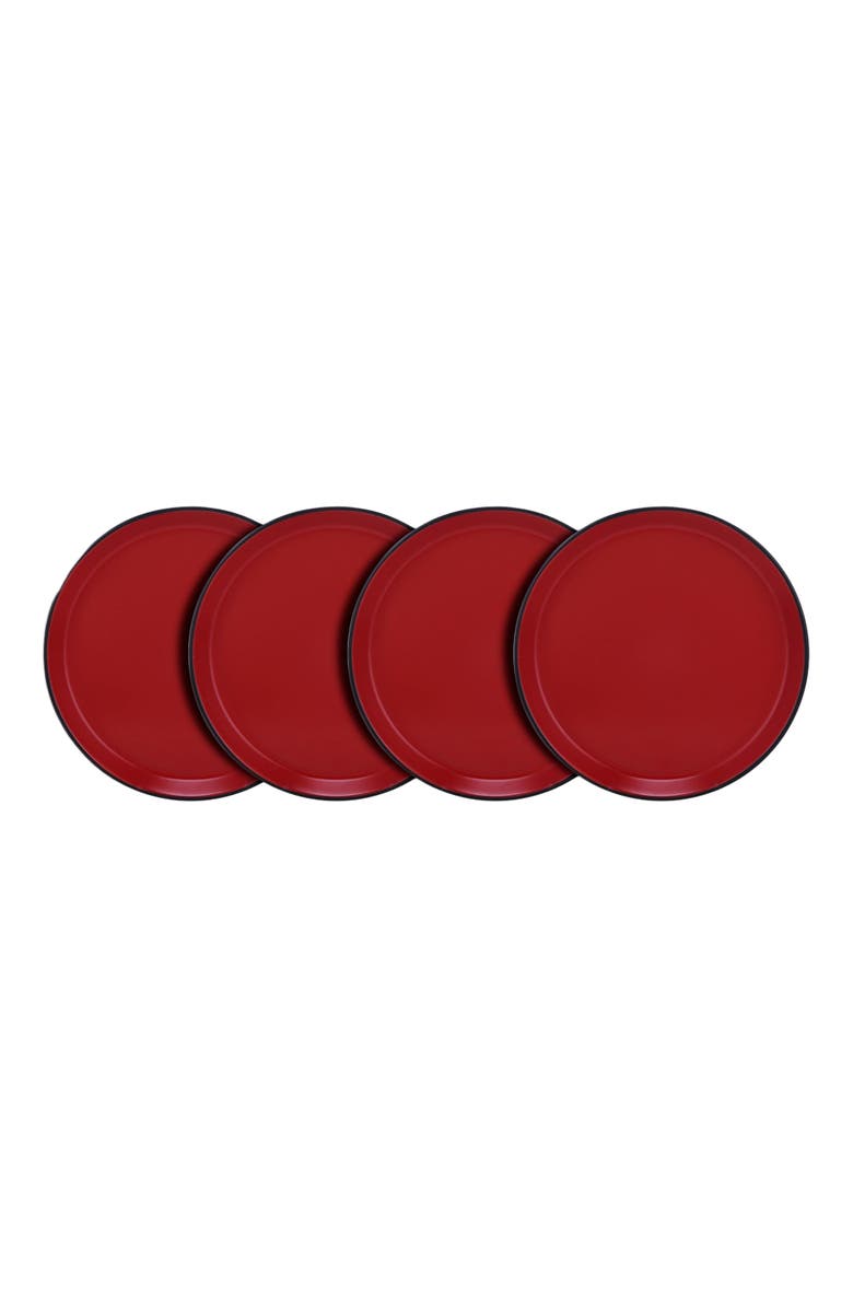 Stone Lain Albie Stoneware 4-Piece Salad Plate Set, Main, color, Red And Black