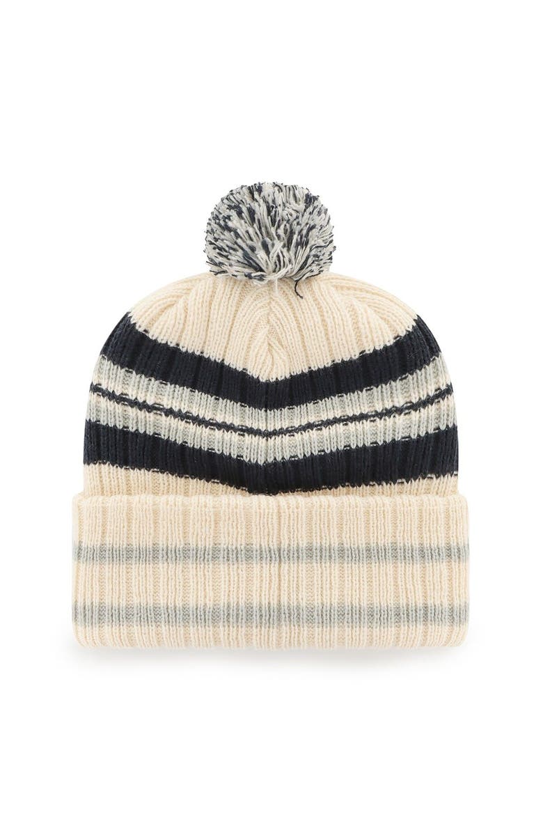 '47 Men's '47 Natural Penn State Nittany Lions Hone Patch Cuffed Knit Hat with Pom, Alternate, color, 