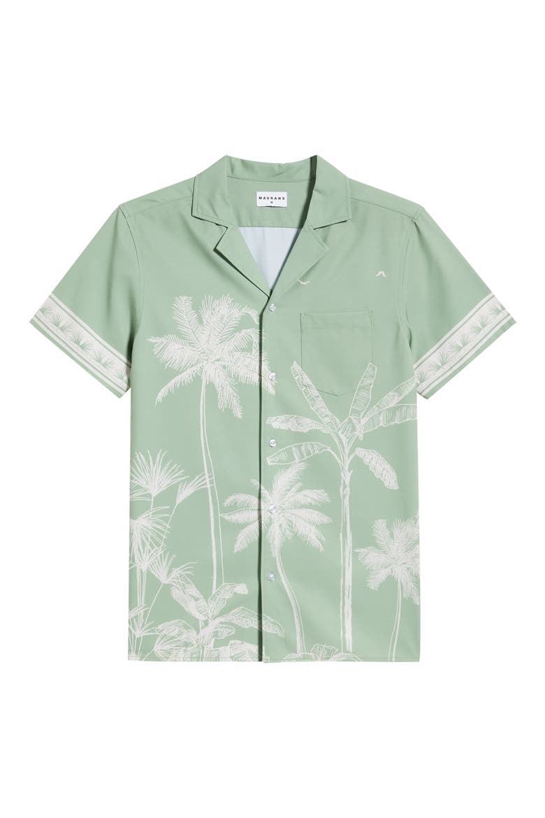 Tropical Palm Weekend Camp Shirt, Main, color, LIGHT GREEN