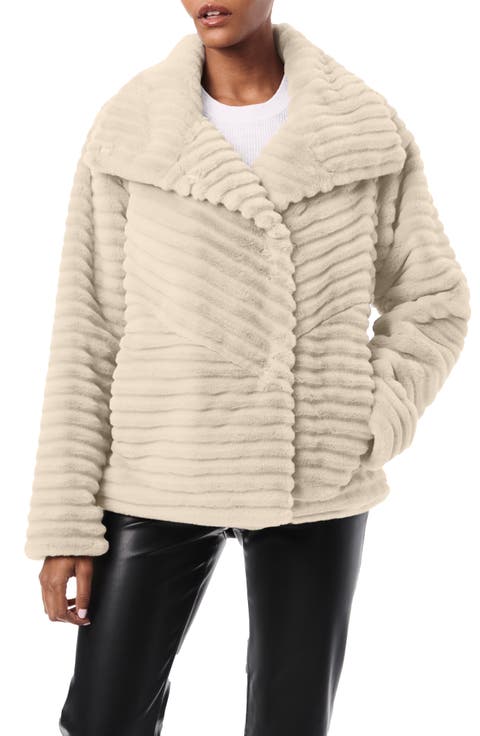 Grooved Faux Fur Jacket