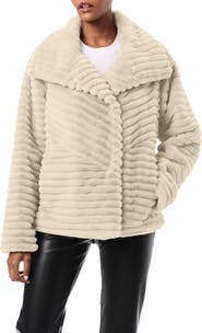 Bernardo Grooved Faux Fur Jacket