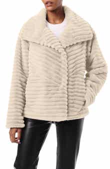 Bernardo Grooved Faux Fur Jacket