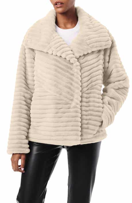 Bernardo Grooved Faux Fur Jacket