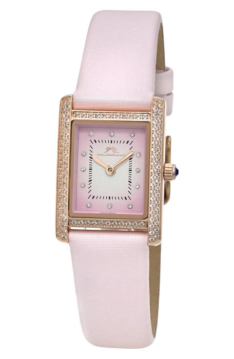 Karolina Diamond & Topaz Leather Strap Watch, 21.5mm x 30mm