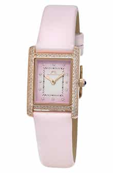 PORSAMO BLEU Karolina Diamond & Topaz Leather Strap Watch, 21.5mm x 30mm