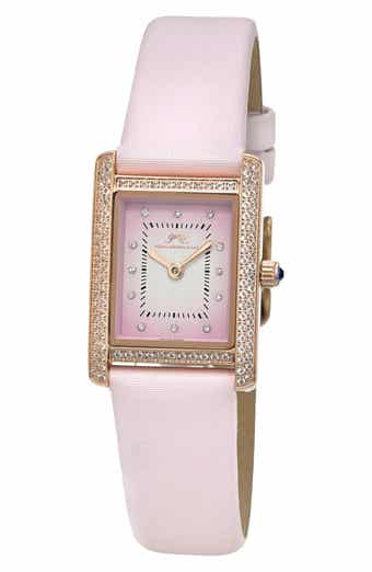 PORSAMO BLEU Karolina Diamond & Topaz Leather Strap Watch, 21.5mm x 30mm