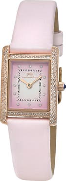 PORSAMO BLEU Karolina Diamond & Topaz Leather Strap Watch, 21.5mm x 30mm
