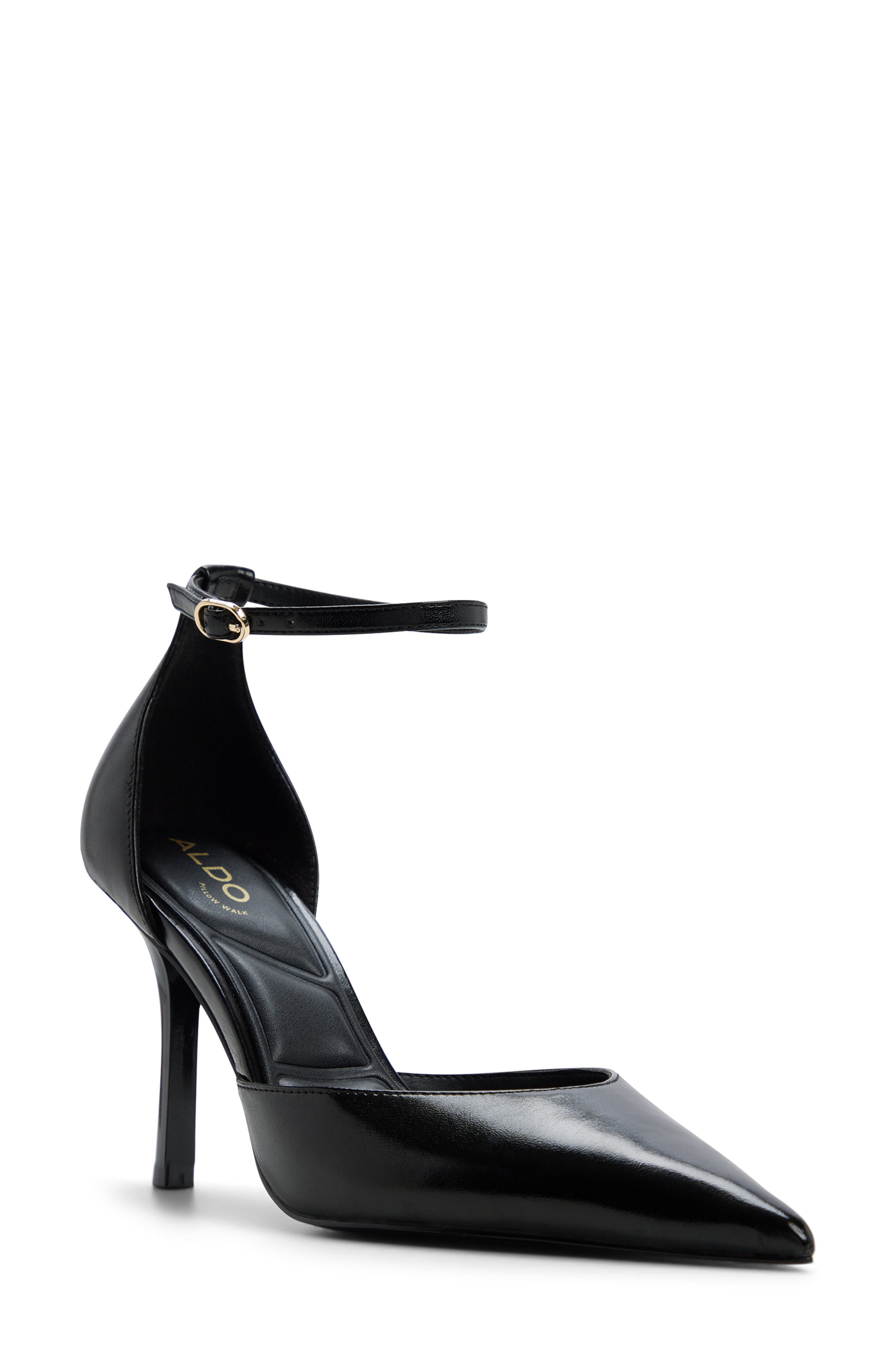 Jossephine Ankle Strap Pointed Toe Pump, Main, color, BLACK
