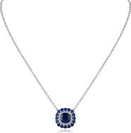 CZ by Kenneth Jay Lane Cubic Zirconia Double Halo Cushion Pendant Necklace