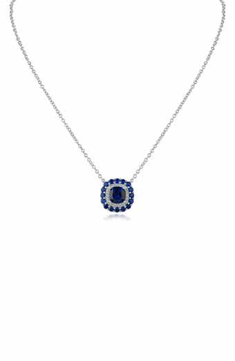 CZ by Kenneth Jay Lane Cubic Zirconia Double Halo Cushion Pendant Necklace