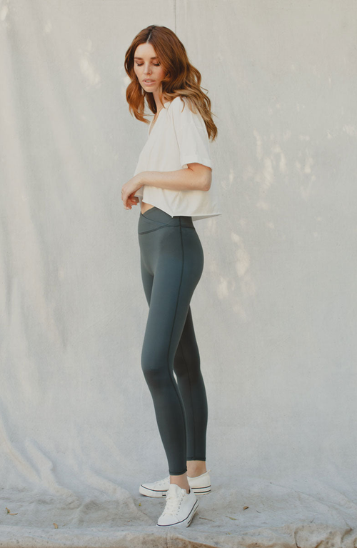Kancan Karina Mid Rise Active Leggings In Green