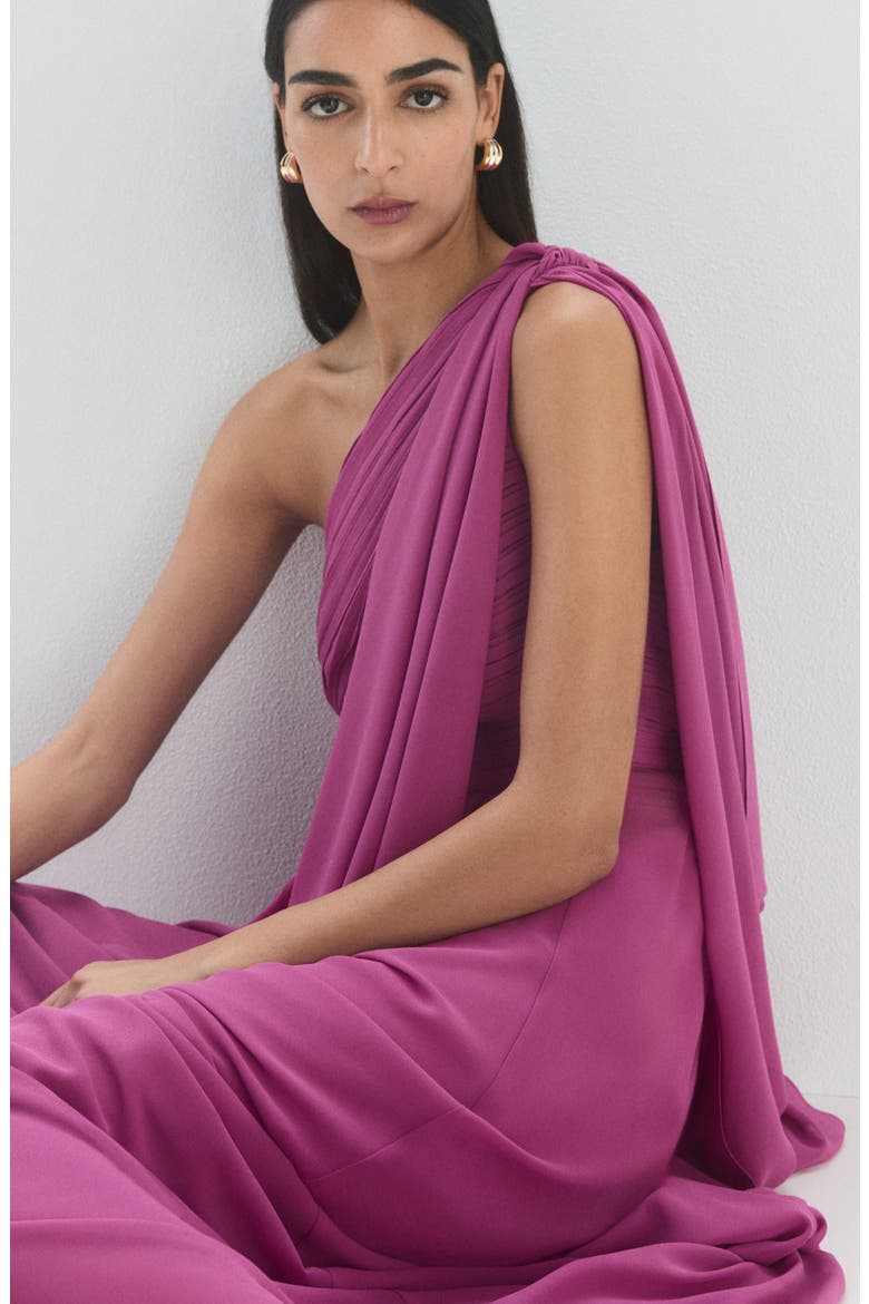 One-Shoulder Dress, Alternate, color, FUCHSIA