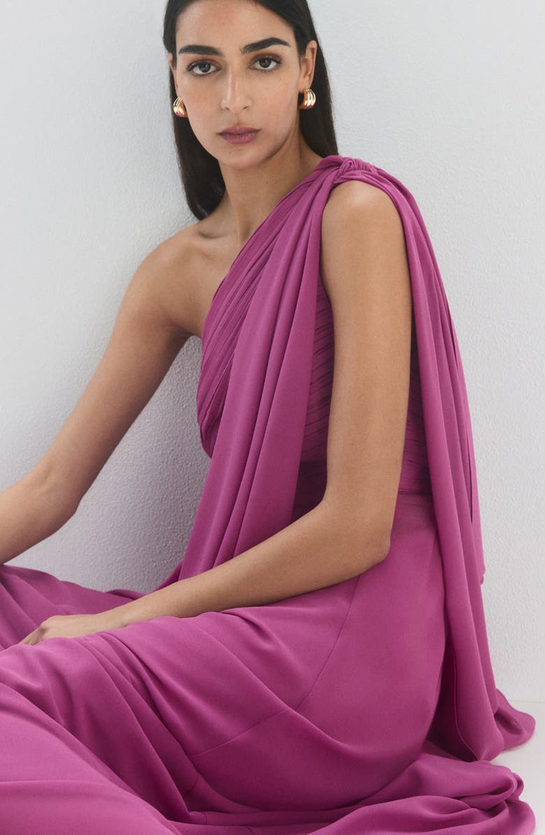 MANGO One-Shoulder Dress, Alternate, color, 