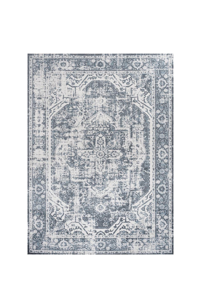 JONATHAN Y Keesha Bold Distressed Medallion Low-Pile Machine-Washable Area Rug, Alternate, color, Cream/Blue