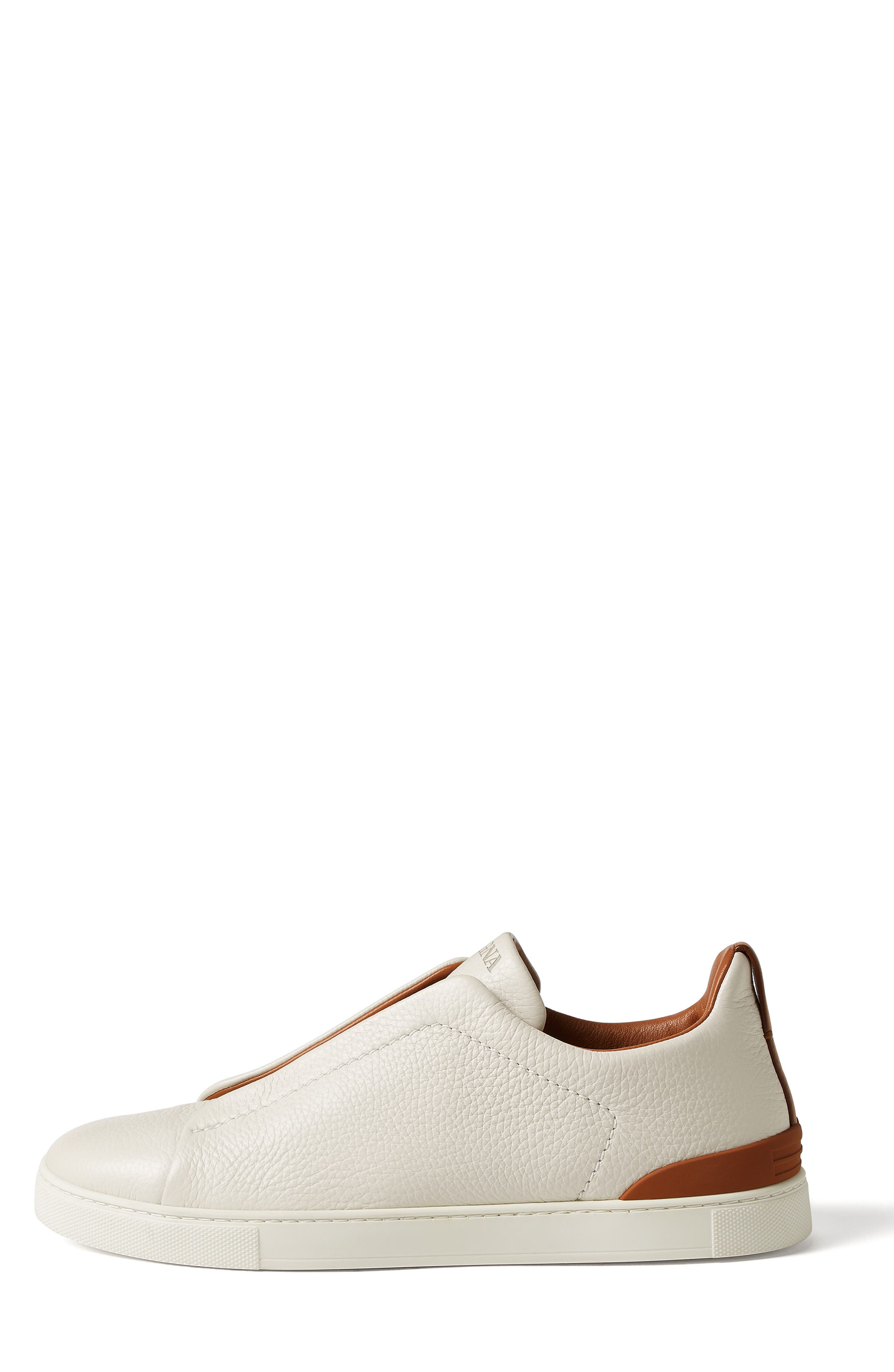 Triple Stitch Deerskin Leather Slip-On Sneaker, Alternate, color, WHITE/ FOLLIAGE