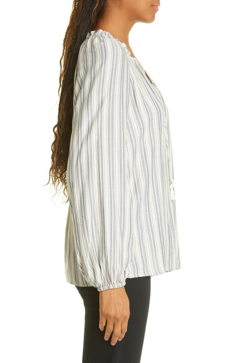 Karra Stripe Ruffle Top, Alternate, color, NAVY/ CREAM