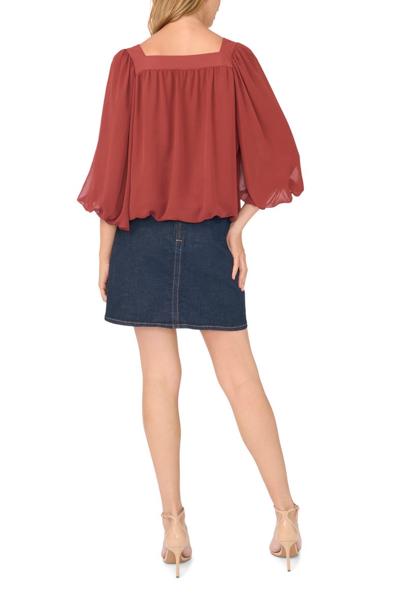 Square Neck Bubble Blouse, Alternate, color, FIRED BRICK