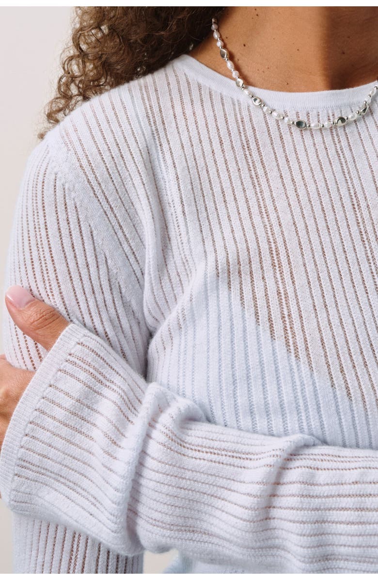 NAKED CASHMERE Short Sleeve Pointelle Layering T Shirt, Alternate, color, Cloud