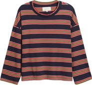 THE GREAT. Field Stripe Relaxed Fit Cotton T-Shirt